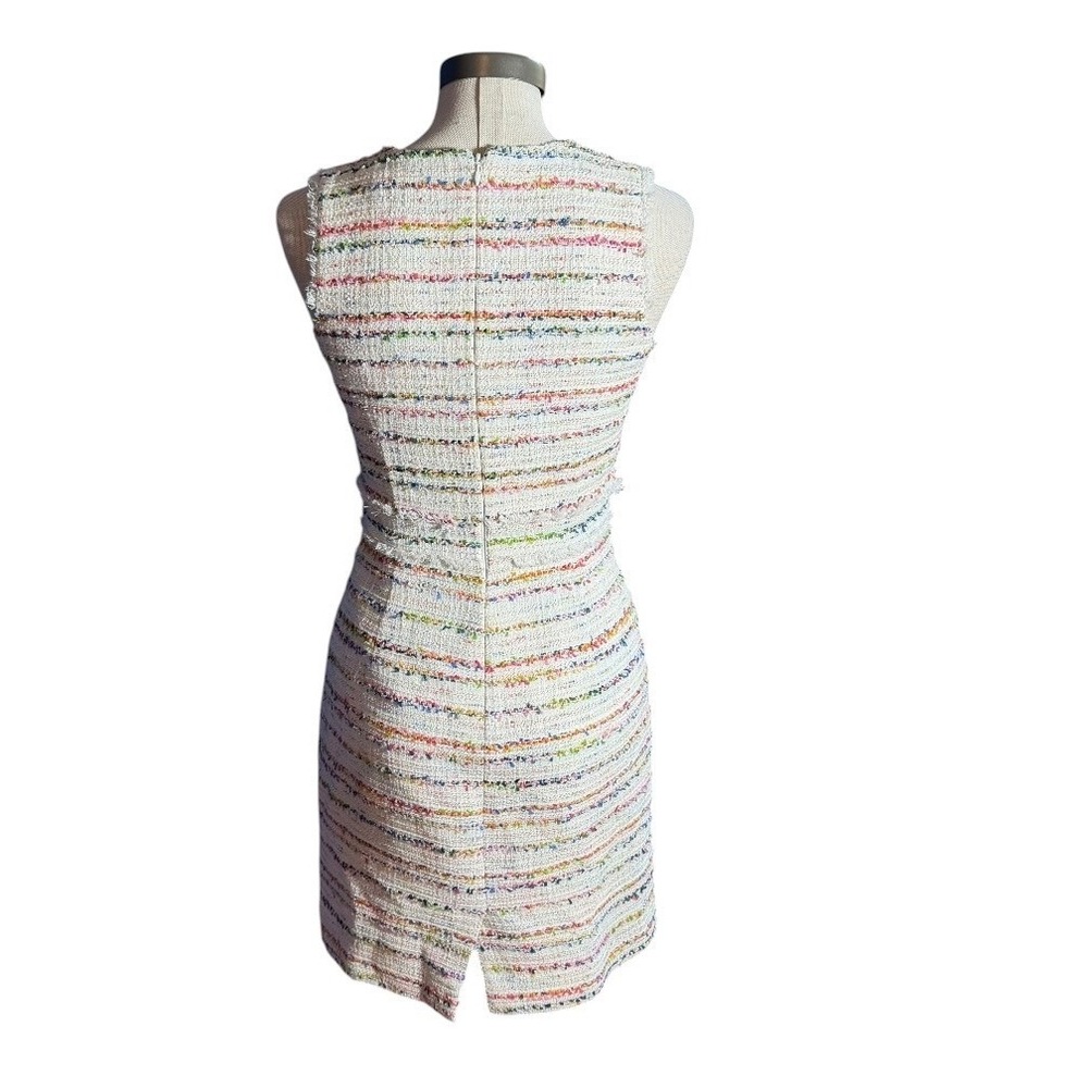 J.Crew Womens Rainbow Tweed Sheath Dress Ivory Multi Striped L0146 SP19 Size 2 - Picture 5 of 9
